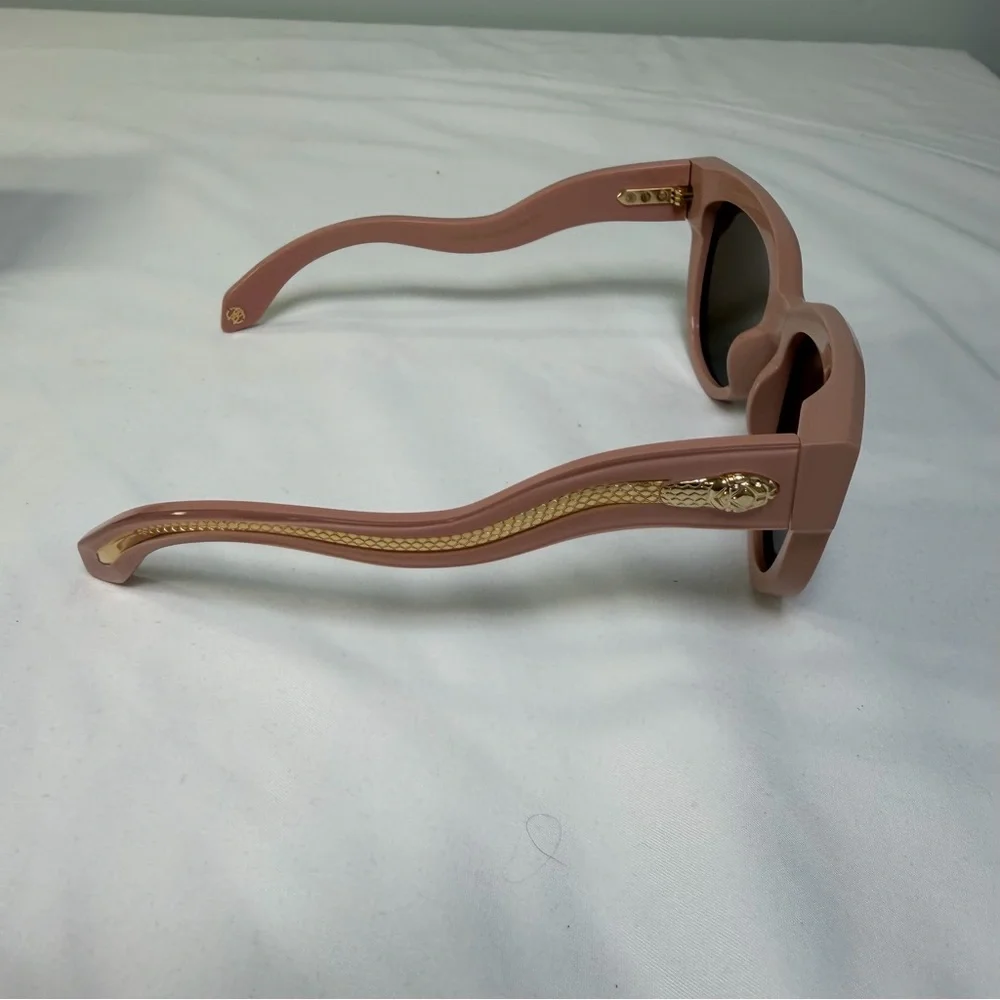 ROBERTO‎ CAVALLI SRC054 Sunglasses Pink Frame Brown Lenses Gold Serpent NIB